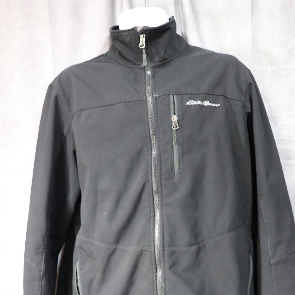 Eddie Bauer Men's Full Zip Up Mock Neck Fleece Black Jacket Size Large